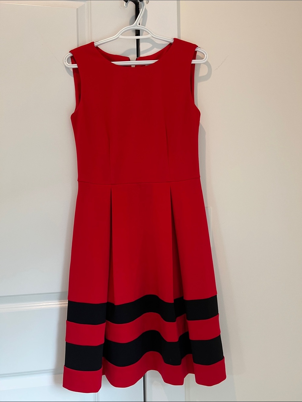 Calvin Klein Red and Black Fit-and-Flare Dress